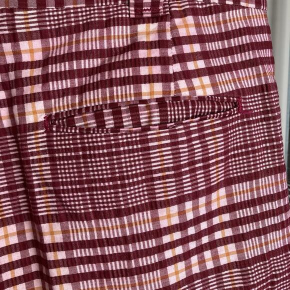 Vintage Men’s Red Plaid Wide Leg Pants 70’s Vibes Est. Size 33 Perma Press - Picture 9 of 10